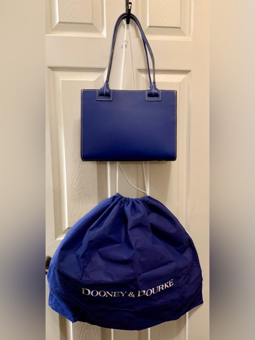 Dooney & Bourke Blue Leather Tote with Front Zip Pocket - Picture 2 of 16